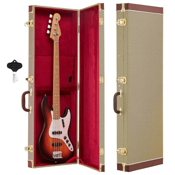 41.3 in. Rectangular Wooden Hard Shell Electric Guitar Case with Lock for 39 in. Tele and ST Guitars, Yellow Briefcase