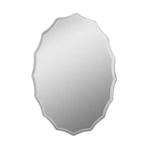 Ridge 31 in. W x 23 in. H Oval Frameless Wall Mount Bathroom Vanity Mirror with Engraved Edge and Dual Mounting Brackets