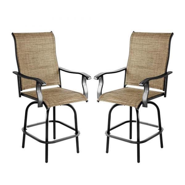 Unbranded Metal Outdoor Bar Stool Patio Sling Bar Chairs, Set of 2