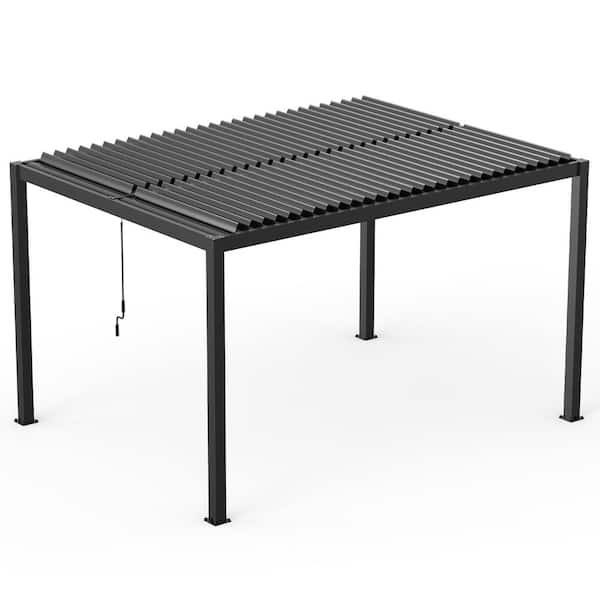 Boosicavelly 13 ft. x 10 ft. Black Aluminum Louver Pergola with 8610C steel louvers