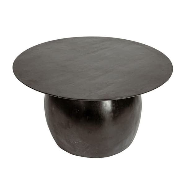 Storied Home Asher 35 in. Black Round Mango Wood Coffee Table