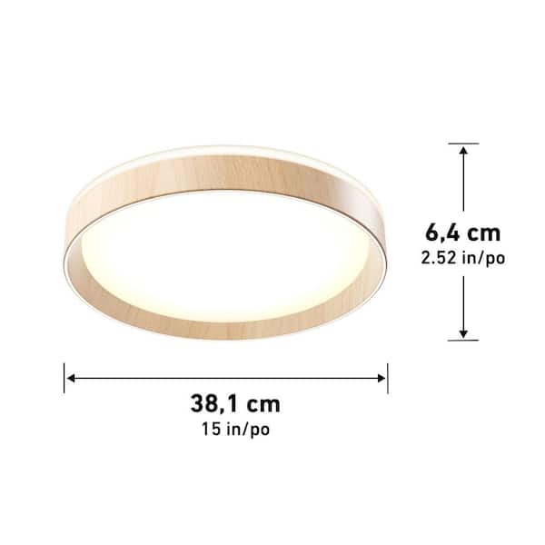 Artika Callisto 15 in. Wood 5CCT LED Flush Mount Ceiling Light