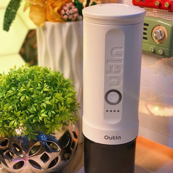 OutIn Nano Portable 2 Cup Pearl White Espresso Machine with