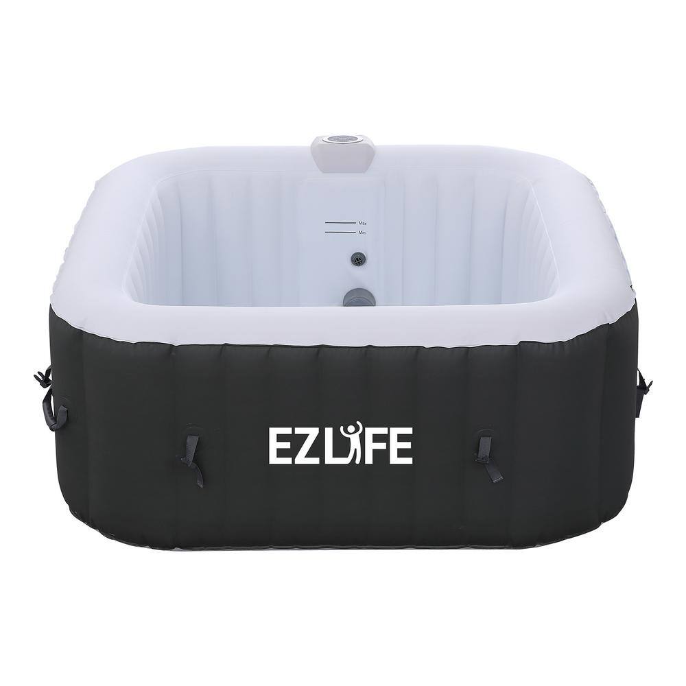 6 Person, 130 Aqua Jets, 110-Volt, Square Inflatable Hot Tub Spa, with LED, Cover, Repair Kit, Ground Pad, Filter, Hose