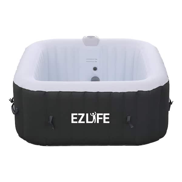 6 Person, 130 Aqua Jets, 110-Volt, Square Inflatable Hot Tub Spa, with LED, Cover, Repair Kit, Ground Pad, Filter, Hose
