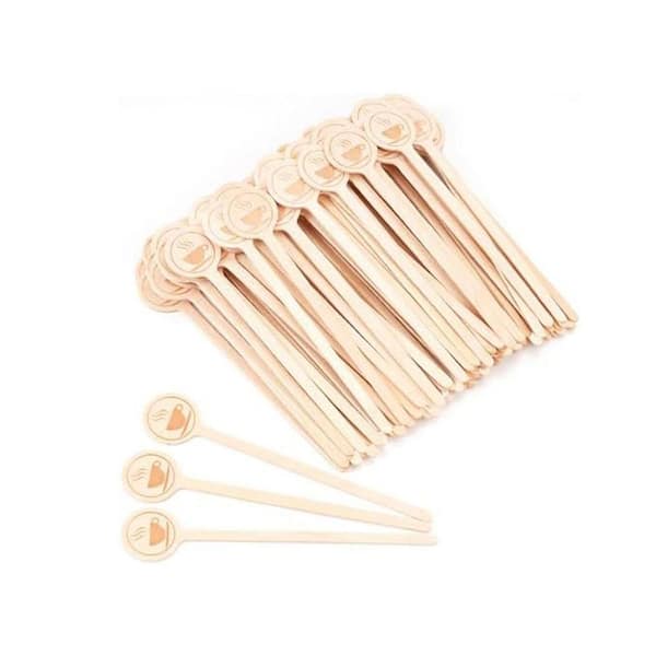 Natural Brown Disposable Wooden Beverage Stir Sticks Disposable Tableware 100 Per Case Coffee and Cocktail Stirrers
