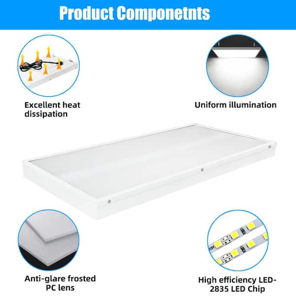 WYZM 2 ft. 400-Watt Equivalent Integrated LED White High Bay Light with 16000Lumens 120-277V 5000K Daylight (4-Pack)