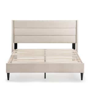 Amelia Upholstered Cream California King Bed with Horizontal Channels