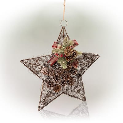 20 in. Tall Hanging Rustic Pinecone Christmas Star Decor
