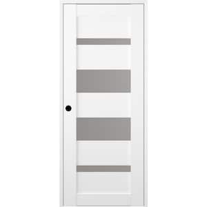 Mirella 24 in. x 80 in. Right-Hand Frosted Glass Solid Core Bianco Noble Wood Composite Single Prehung Interior Door