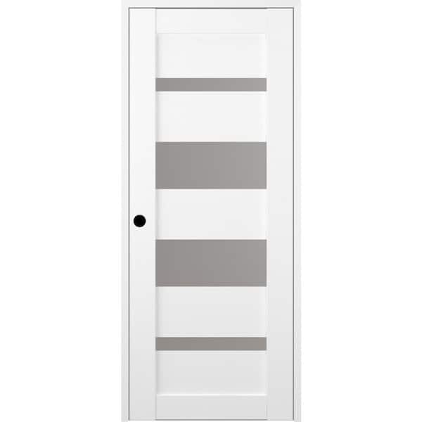 Belldinni Mirella 30 in. x 80 in. Right-Hand Frosted Glass Solid Core Bianco Noble Wood Composite Single Prehung Interior Door