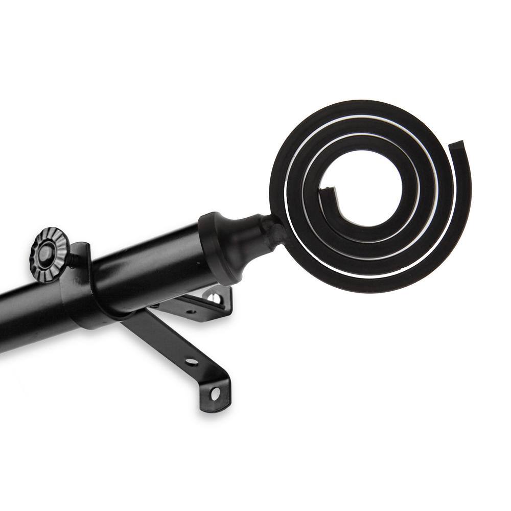 120 in. to 170 in. Adjustable 13/16 in. Michelle Single Curtain Rod in Blac