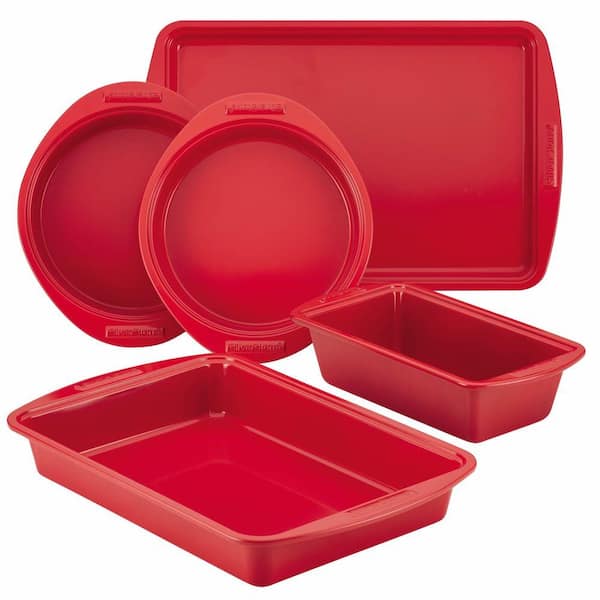 SilverStone Hybrid Ceramic Nonstick 5-Piece Bakeware Set in Chili Red