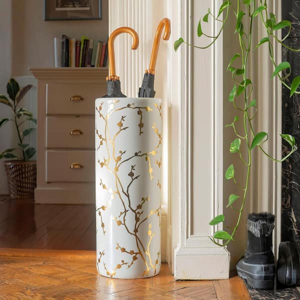 Oriental Furniture 24 in. Gold Branches Umbrella Stand