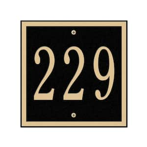 Square Petite Wall 1-Line Address Plaque - Black/Gold