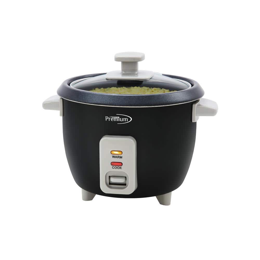 6-Cup Black Electric Non-Stick Rice Cooker with Steamer