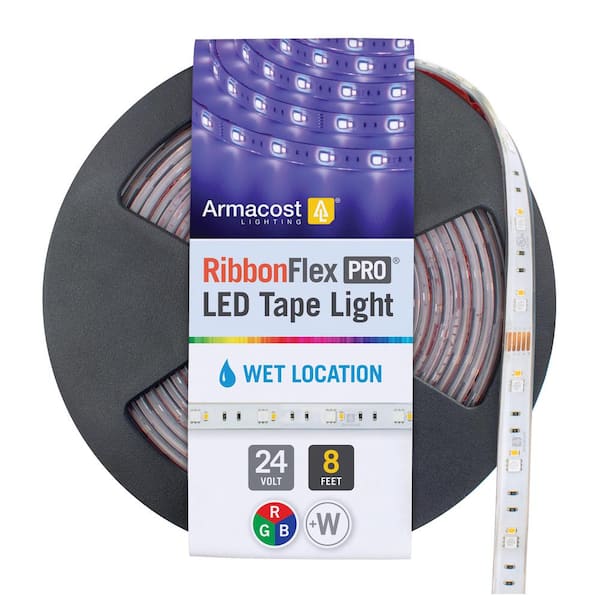 Armacost Lighting RibbonFlex Pro 8.2 ft. 2.5 m Outdoor IP67 RGB Plus W Multi-Color Strip Light Tape 30 Plus 30 LED/m Under Cabinet Light