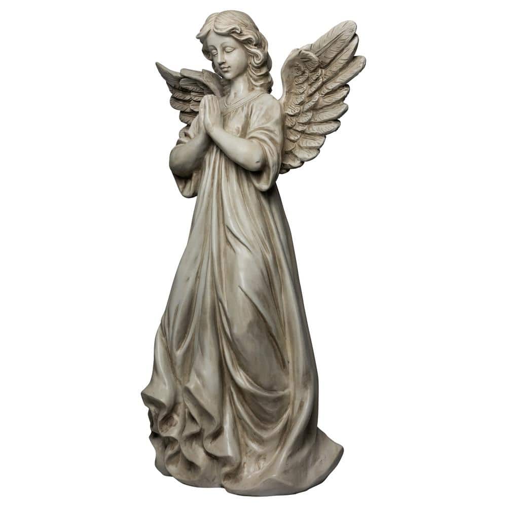 29.5" White Polyresin Angel Standing in Prayer Garden Statue