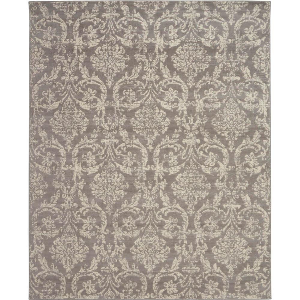 Nourison Jubilant Grey Damask 7' x 10' Area Rug