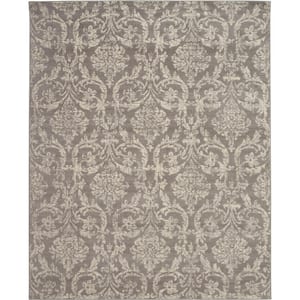 Jubilant Grey 7 ft. x 10 ft. Damask Transitional Area Rug