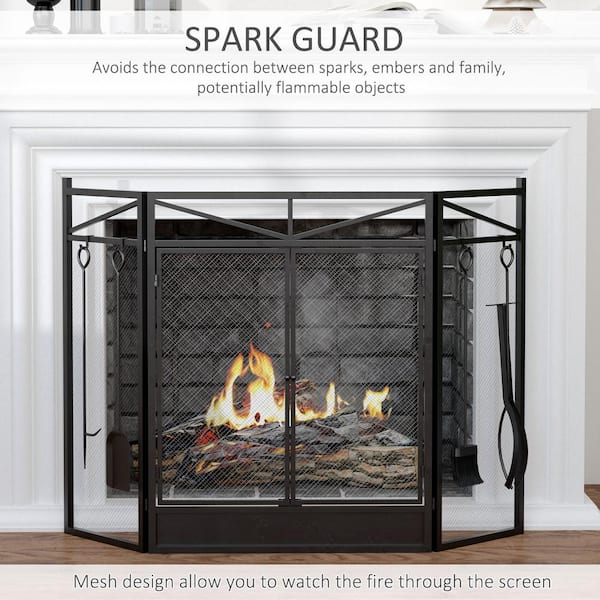  Spark Guard,3 Panel Fire Screen Protector Fire Barrier