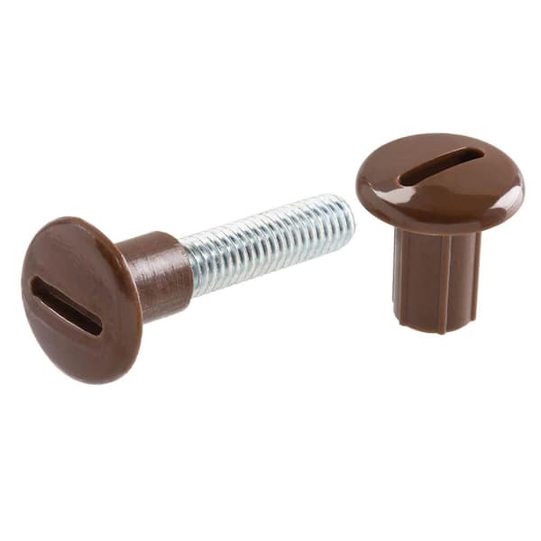 Everbilt 6 mm x 34 mm Zinc-Plated Connecting Screw with Brown Plastic Slotted Caps