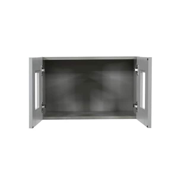 LIFEART CABINETRY Anchester Assembled 24x12x12 in. Wall Mullion Door Cabinet with 2 Doors in Light Gray