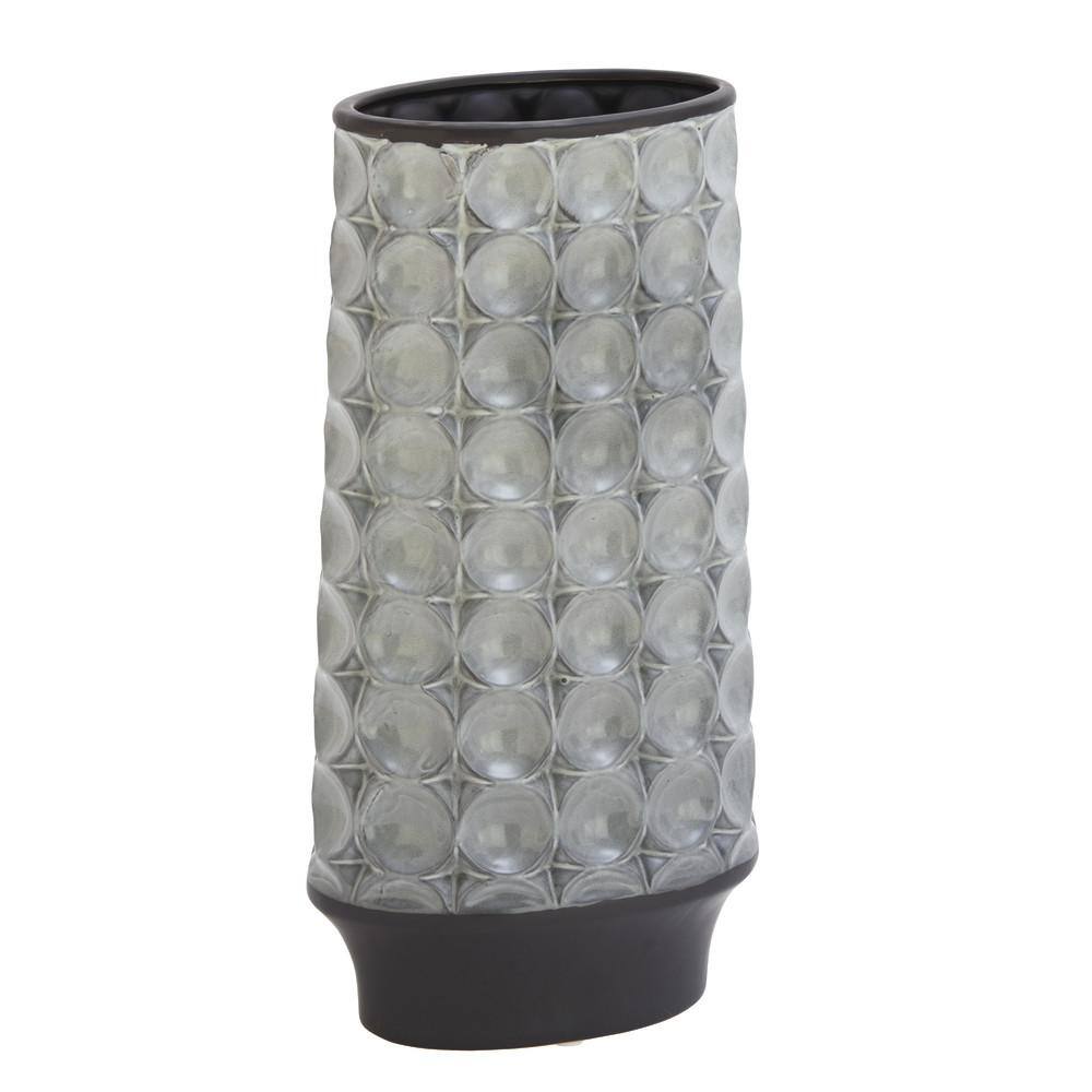 Gray Textured Ceramic Decorative Table Vase