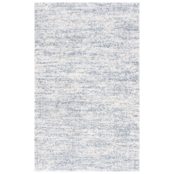 SAFAVIEH Berber Shag 4 ft. x 6 ft. Ivory/Light Aqua 2-Toned Solid Area Rug