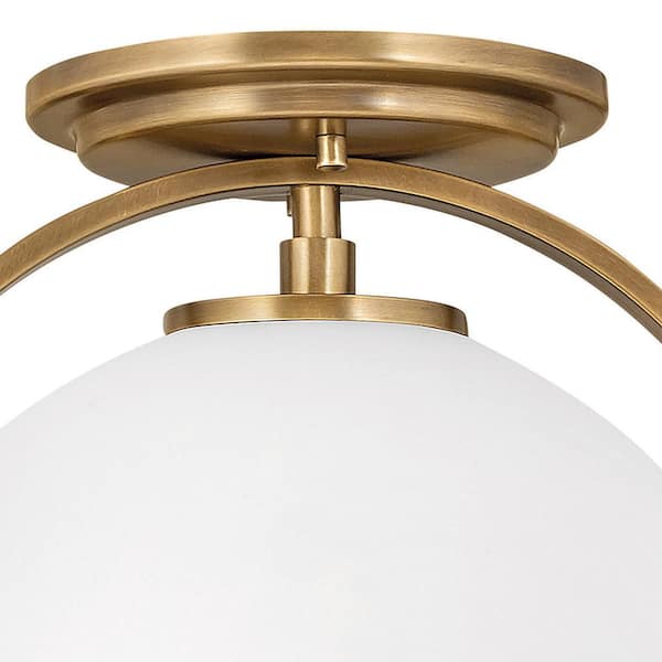 HINKLEY - Somerset 11.5 In. 1-Light Heritage Brass Semi- Flush Mount