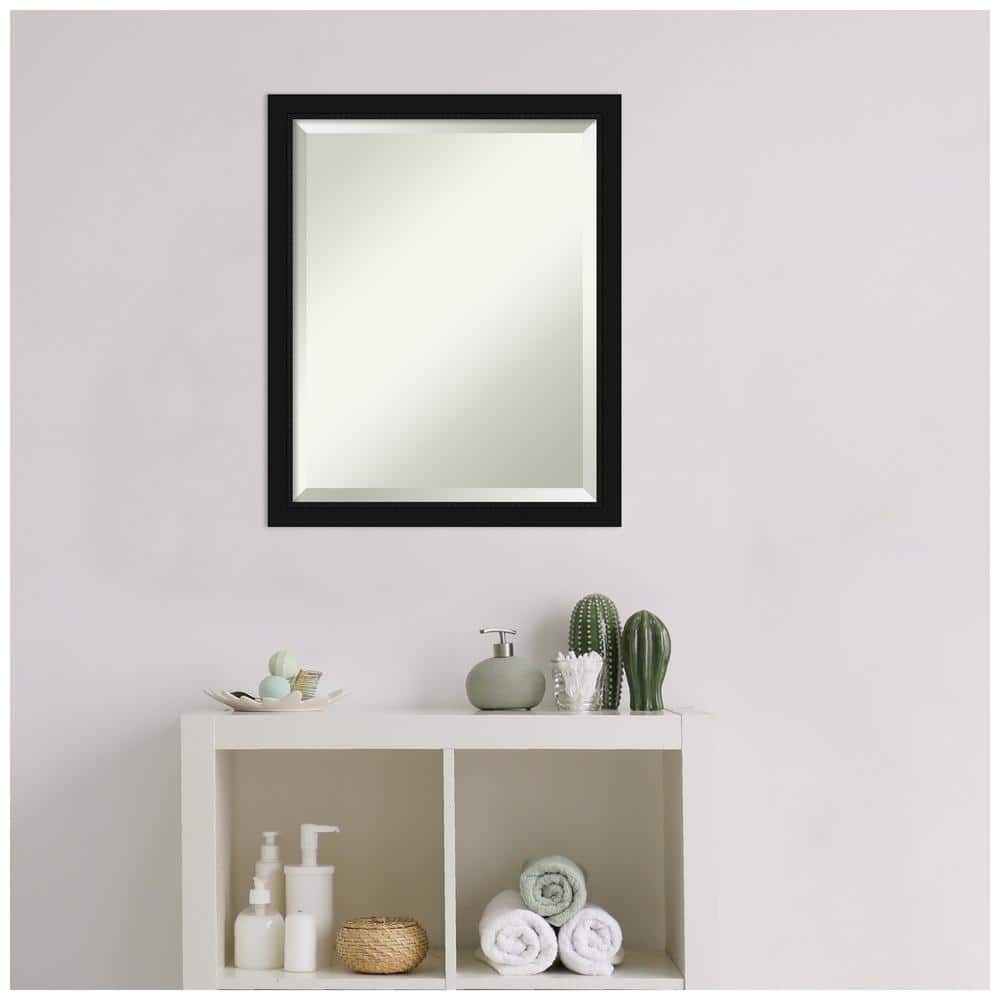 Classic Black Beveled Glass Rectangular Wall Bath Mirror