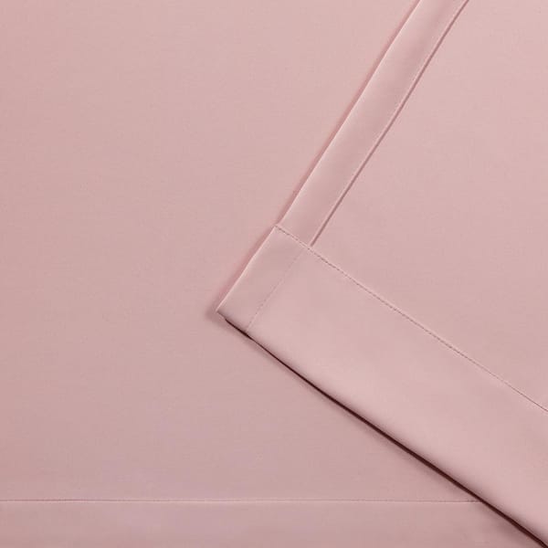 Sateen Blush Solid Woven Room Darkening Grommet Top Curtain, 52 in. W x 96 in. L (Set of 2)