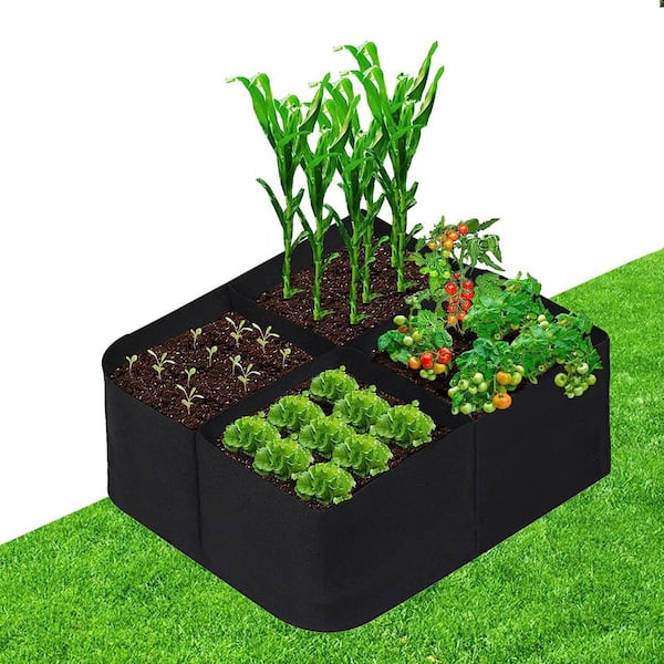  YMLHOME Plant Grow Bags 24 x 24 4 Divided Grids Square Planter  Bag Plant Grow Pot Raised Garden Beds Planting Container for Flowers  Vegetables Plants (1, Green) : Patio, Lawn & Garden