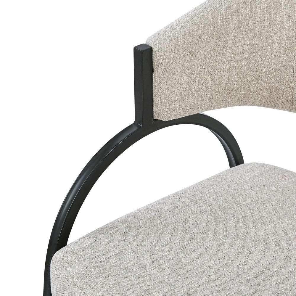 Outdoor Upholstered Dining Chairs with Metal Legs and Beige Cushion Guard (Set of 2) (no test)