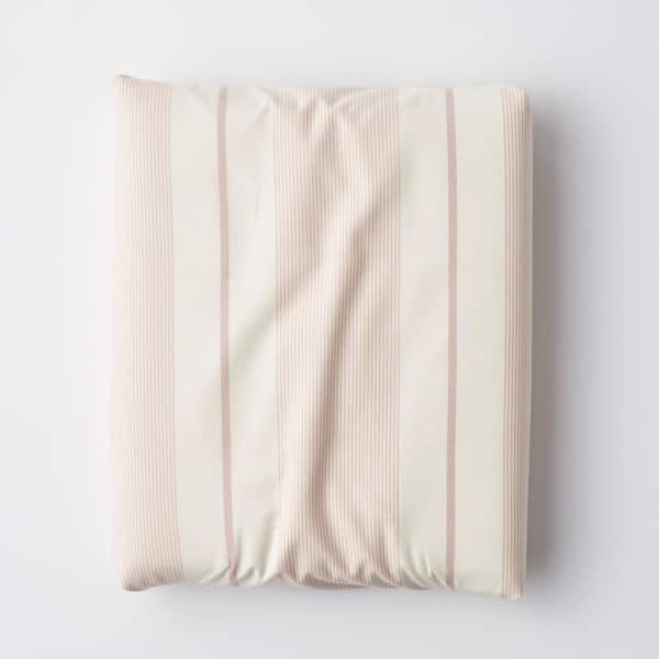The Company Store Wide Stripe Yarn Dyed Rose 200-Thread Count Cotton Percale Queen Fitted Sheet