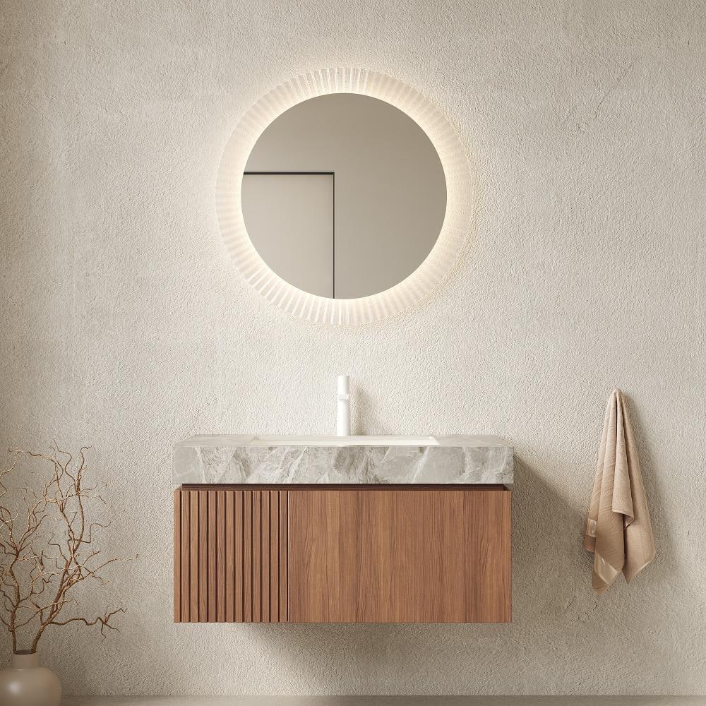 36 in.Single Sink Brown Oak Floating Bathroom Vanity,Stone Gray Top,Ceramic Basin,Soft-close Door&Drawer price history on PriceWatchPro