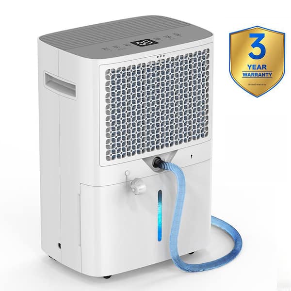 120 pt. 6,500 sq. ft. Upgraded Dehumidifier for Basement, with Bucket, Drain Hose, Auto Shutoff, Continuous Run (White)