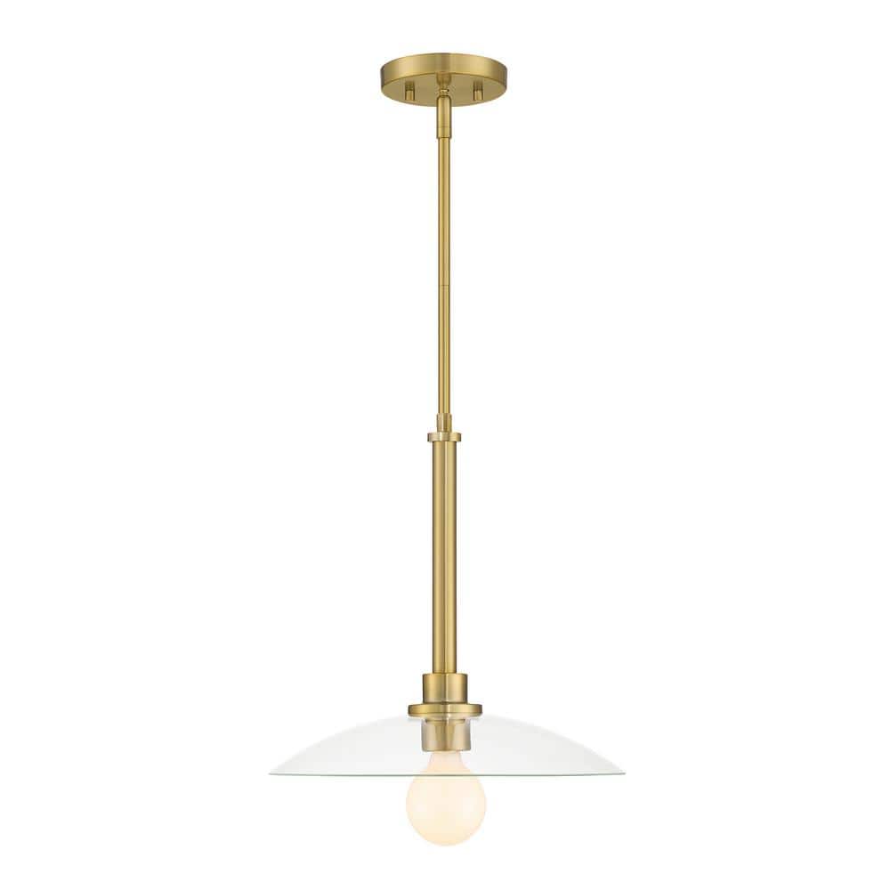 Litto 14" Brushed Gold Modern Pendant with Clear Glass