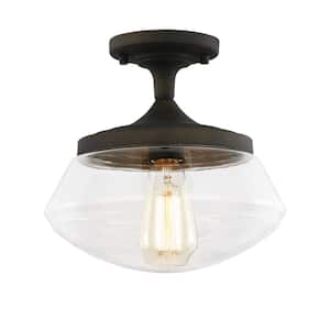 Vita 1-Light Oil Rubbed Bronze Ceiling Light with Clear Glass Shade
