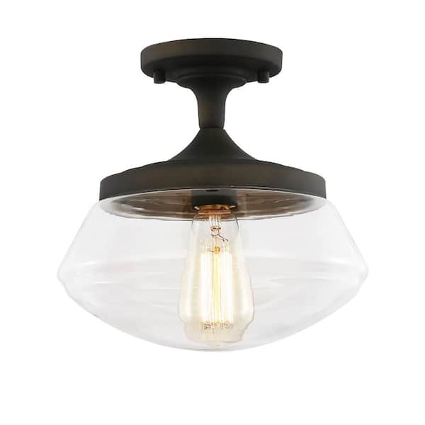 Light Society Vita 1-Light Oil Rubbed Bronze Ceiling Light with Clear Glass Shade