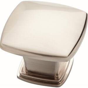 Essentials 1-1/5 in. (30 mm) Satin Nickel Soft Square Cabinet Knob (10-Pack)