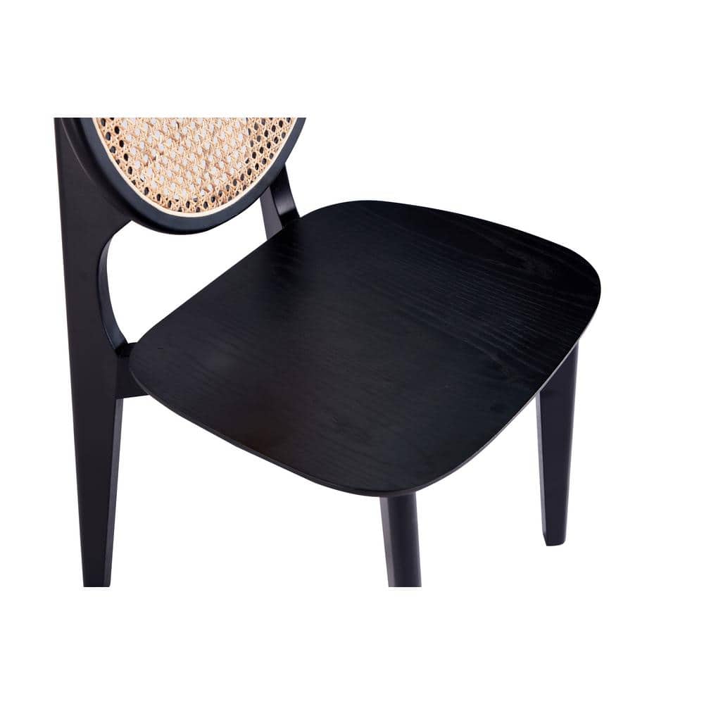 Black and Natural Cane Wood Side Chair