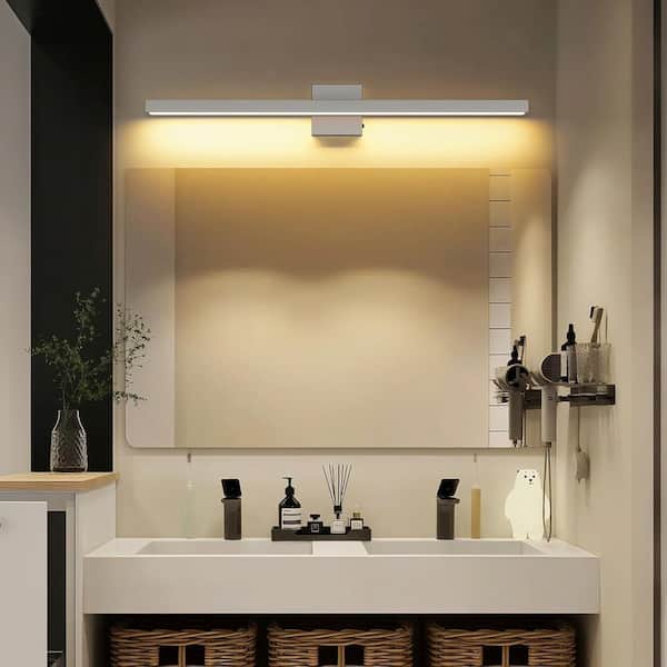 32.28 in. 1-Light Nickel LED Bathroom Vanity-Light Bar with 5-CCT Adjustable Switch