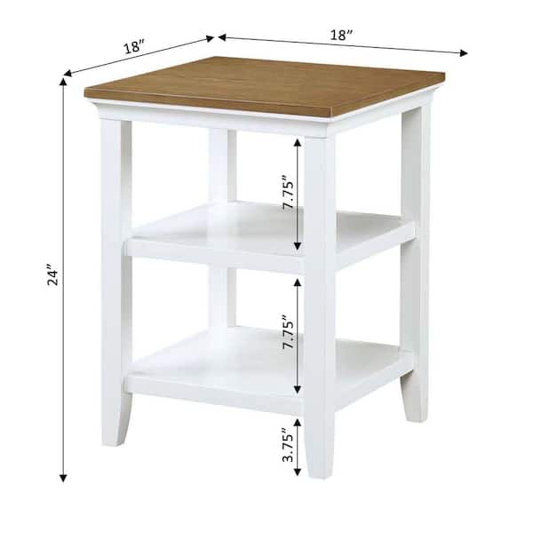 Convenience Concepts Tribeca 18 in. Driftwood/White Square Rubber Wood End  Table with Shelves V2-181 The Home Depot