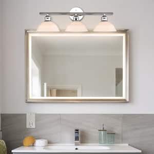 Johnson 24 in. 3-Light Chrome Vanity Light with Opal Glass Shades and Bath Set (5-Piece)