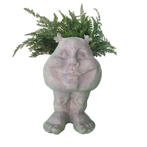 12 in. Stone Wash Suzy-Q Muggly Planter Statue Holds 4 in. Pot