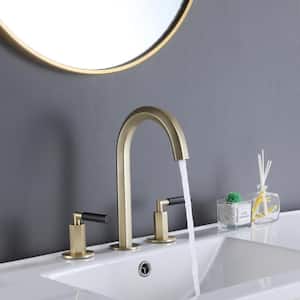 8 in. Widespread 2-Handle High Neck Bathroom Faucet in Brushed Gold