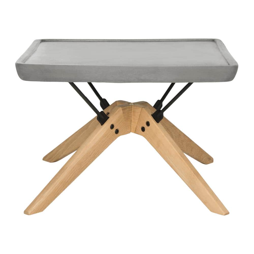 Delartin 22" Square Concrete and Oak Coffee Table in Dark Grey