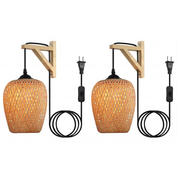 Unbranded 6.5 in. 1-Light Wood Wall Sconce (Pack of 2)