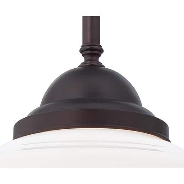 Contemporary Opal Glass Pendant with Brushed Bronze Finish